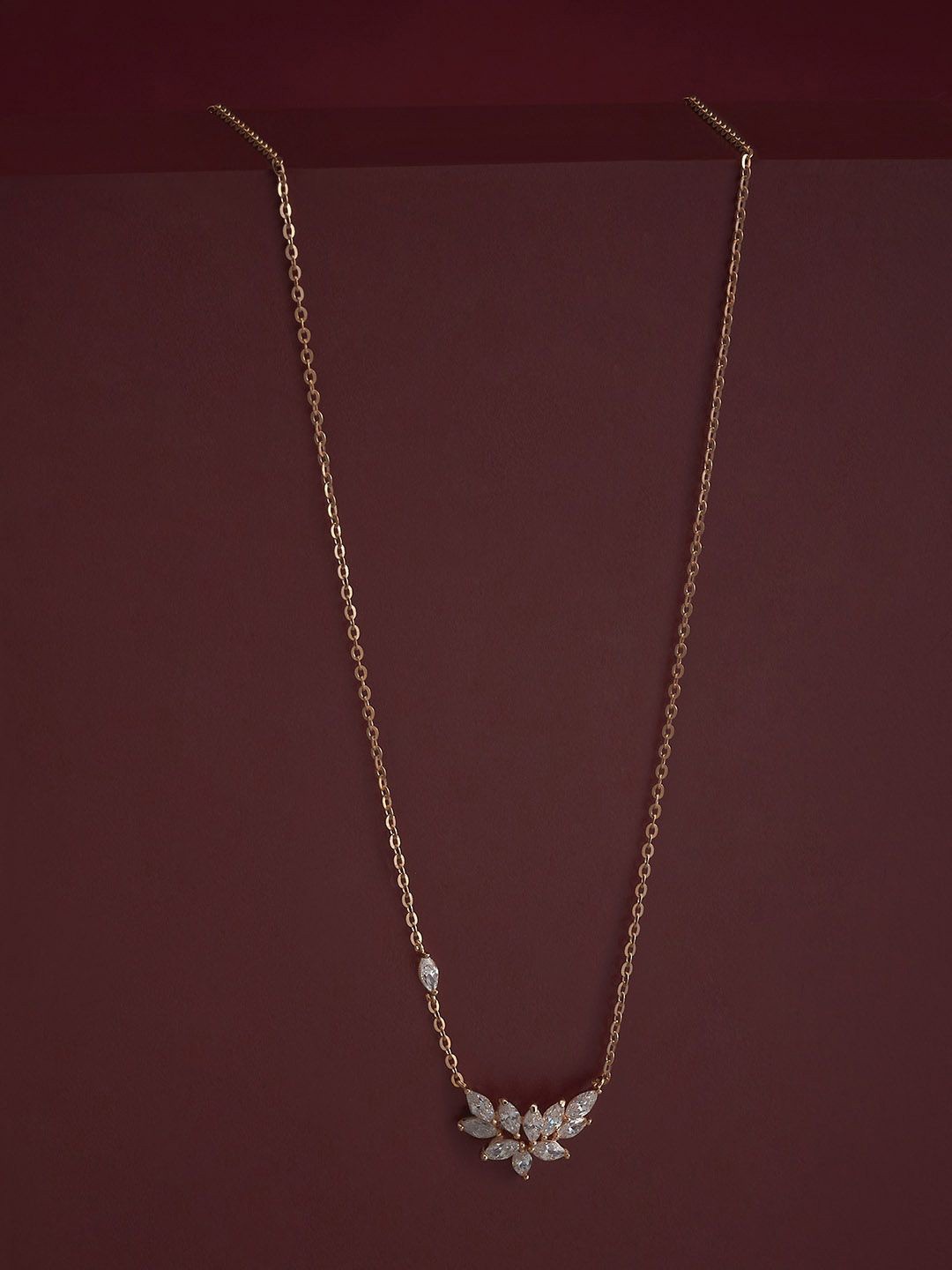 

Kushal's Fashion Jewellery 92.5 Silver Rose Gold Plated Zircon Studded Pendant Chain