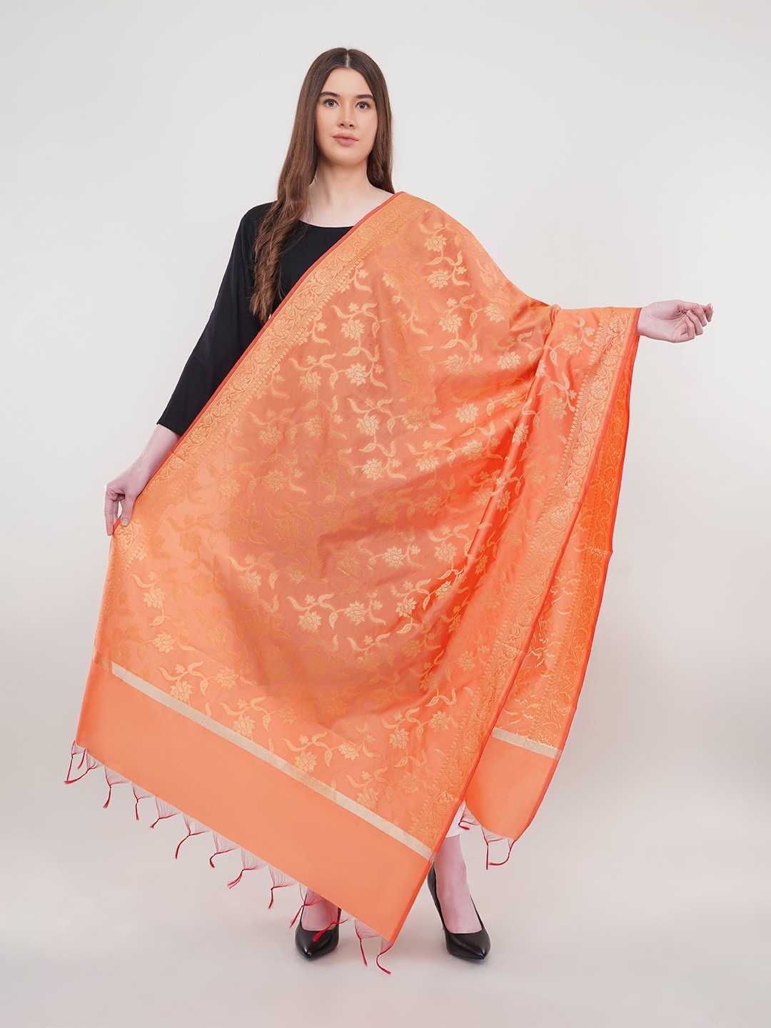 

Lavantika Ethnic Motifs Woven Design Dupatta, Orange