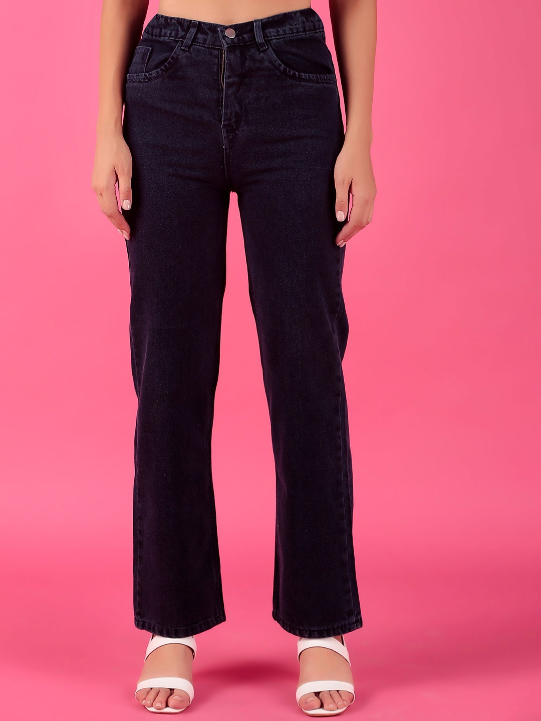 

KASHIAN Women Jean Boyfriend Fit High-Rise Stretchable Jeans, Blue