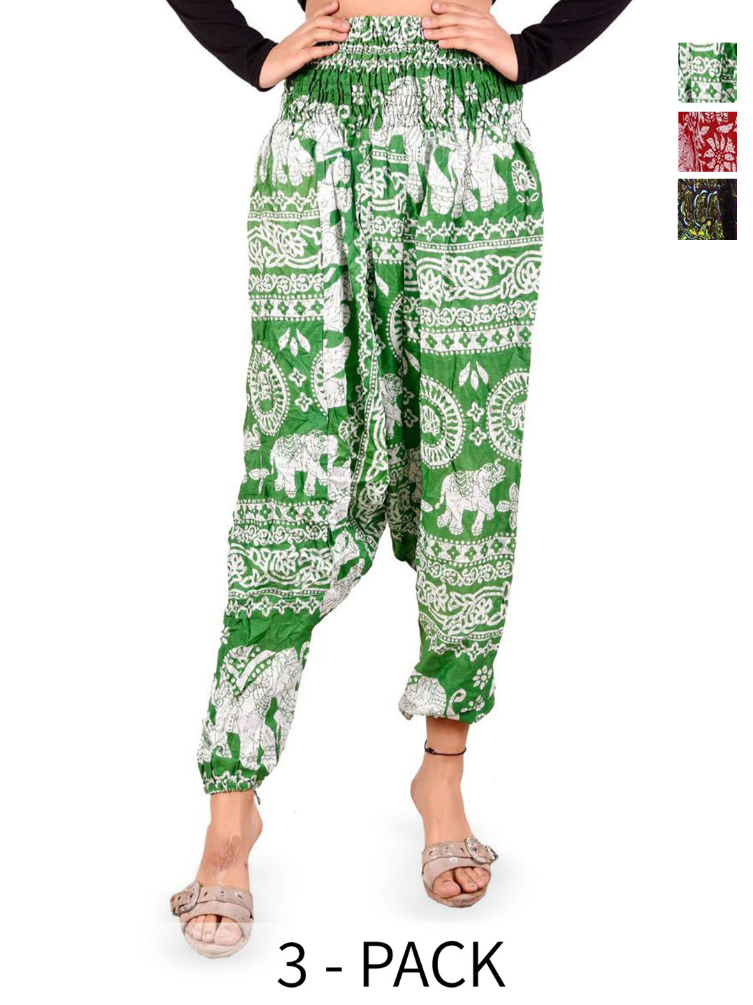 

NarNari Women Pack Of 3 Printed Loose-Fit Harem Pants, Purple