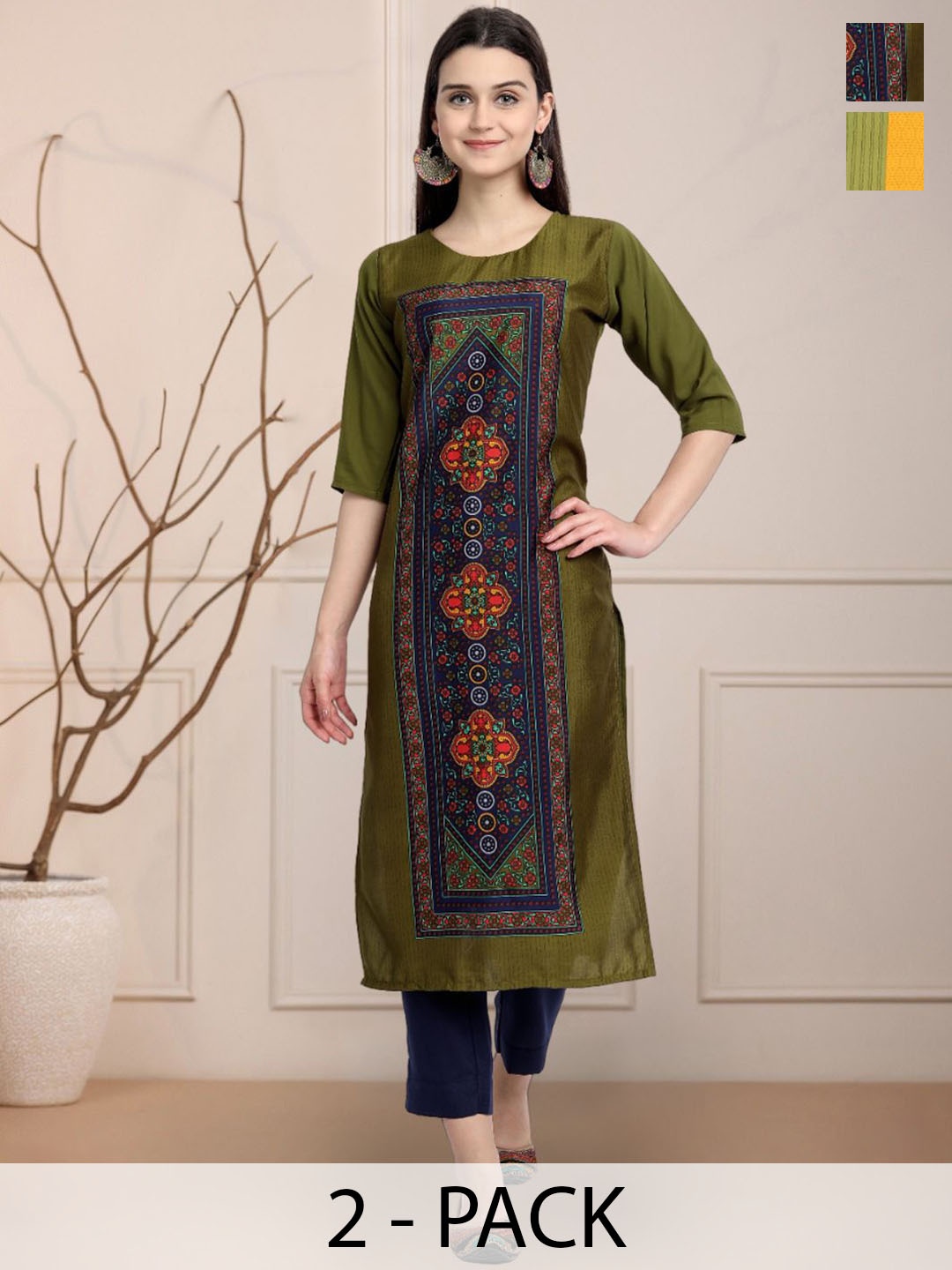 

Moda Rapido Women Ethnic Motifs Printed Floral Crepe Kurta, Multi