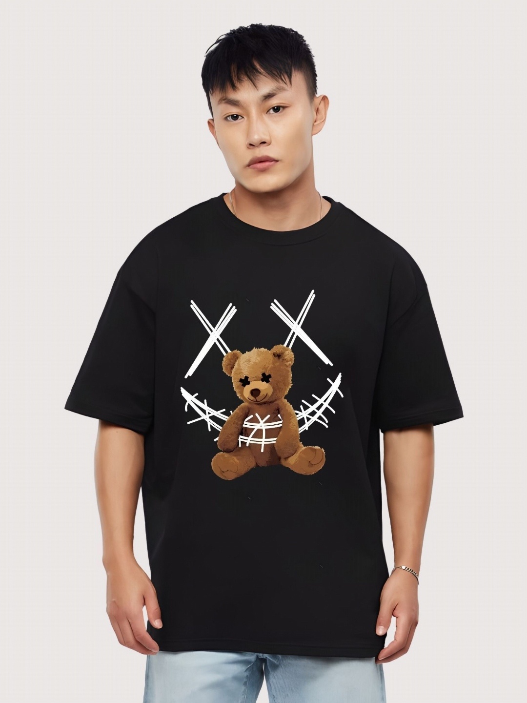 

Moda Rapido Men Drop-Shoulder Sleeves T-shirt, Black
