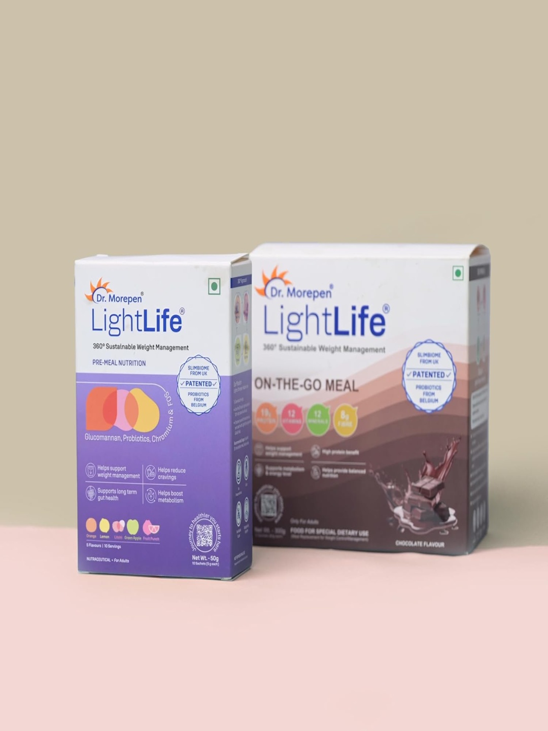 

Dr. Morepen Set Of 2 LightLife On-The-Go Meal - 300 g & Premeal Nutrition Mix - 50 g, Beige