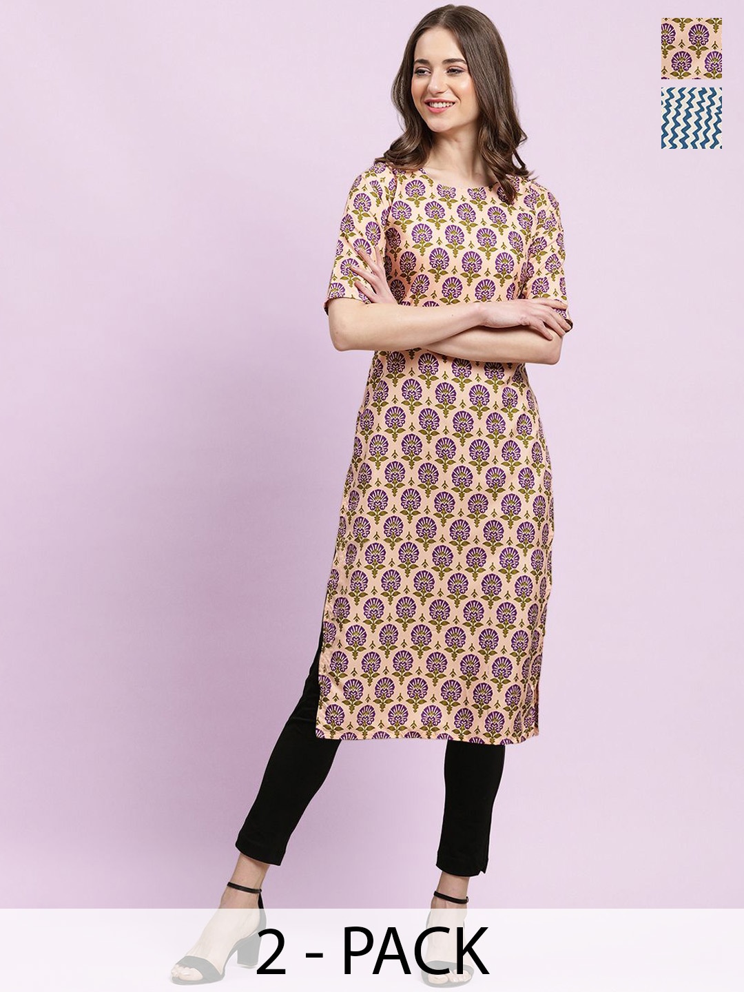 

Moda Rapido Women Ethnic Motifs Printed Floral Crepe Kurta, Multi