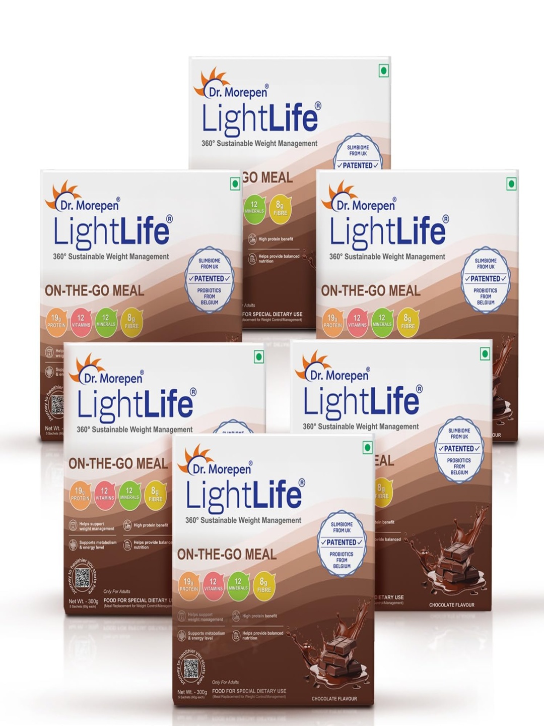 

Dr. Morepen Set Of 6 LightLife On-The-Go Meal - Chocolate - 5 Sachets Each, Beige