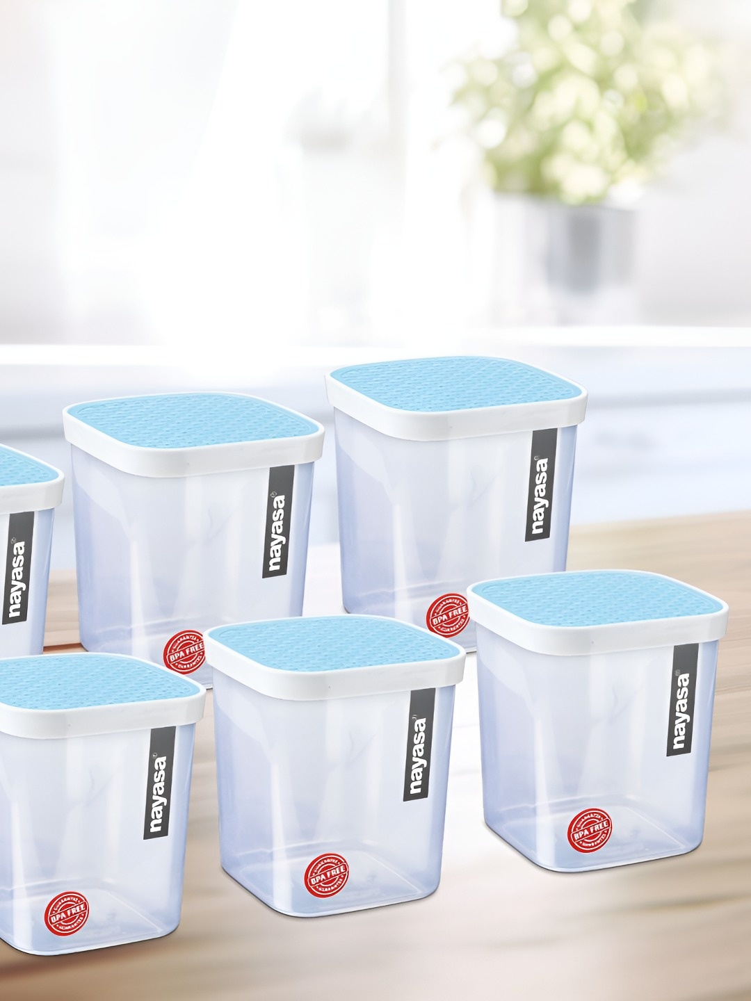 

Nayasa Fusion Set of 6 Blue Airtight Stackable BPA Free Containers- 1000 ml