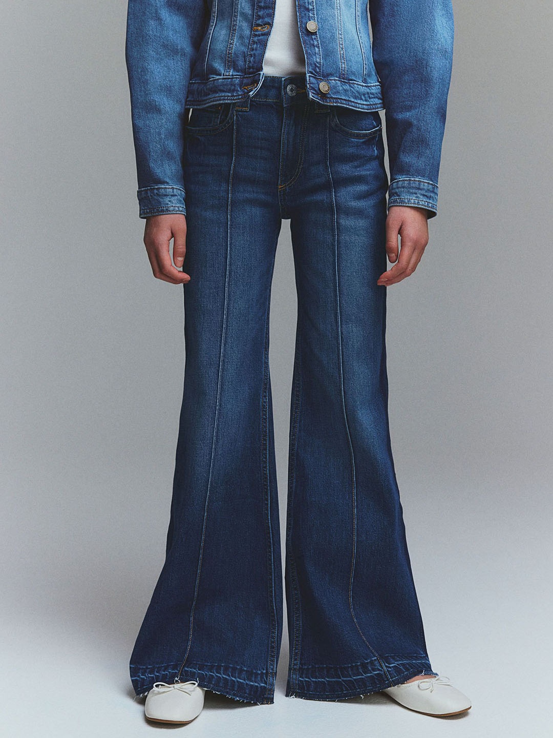 

H&M Girls Flared Leg Jeans, Blue