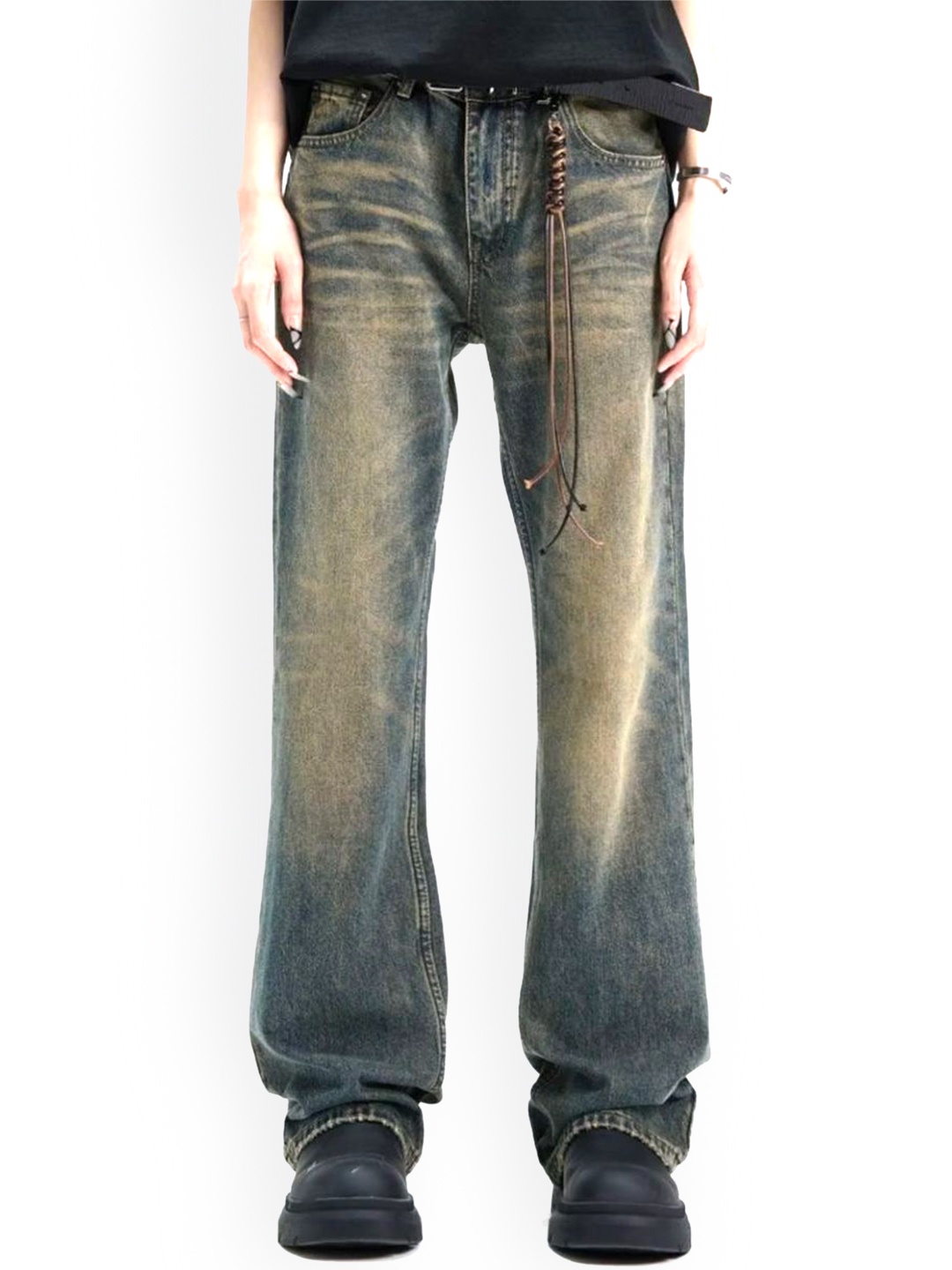 

HERE&NOW Men Straight Fit Heavy Fade Jeans, Blue