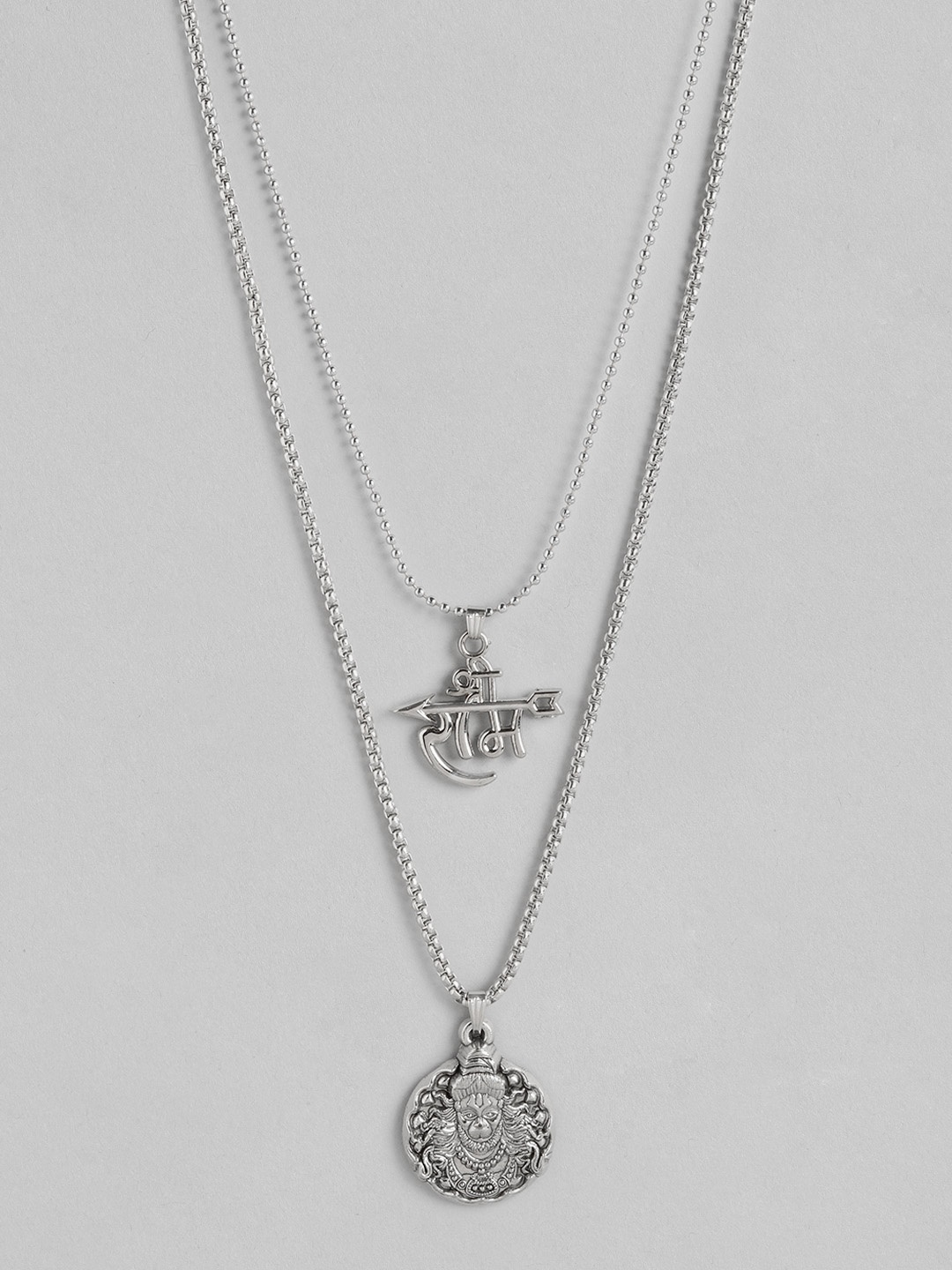 

PARIS HAMILTON Unisex Set Of 2 Silver-Plated Oxidised Necklace
