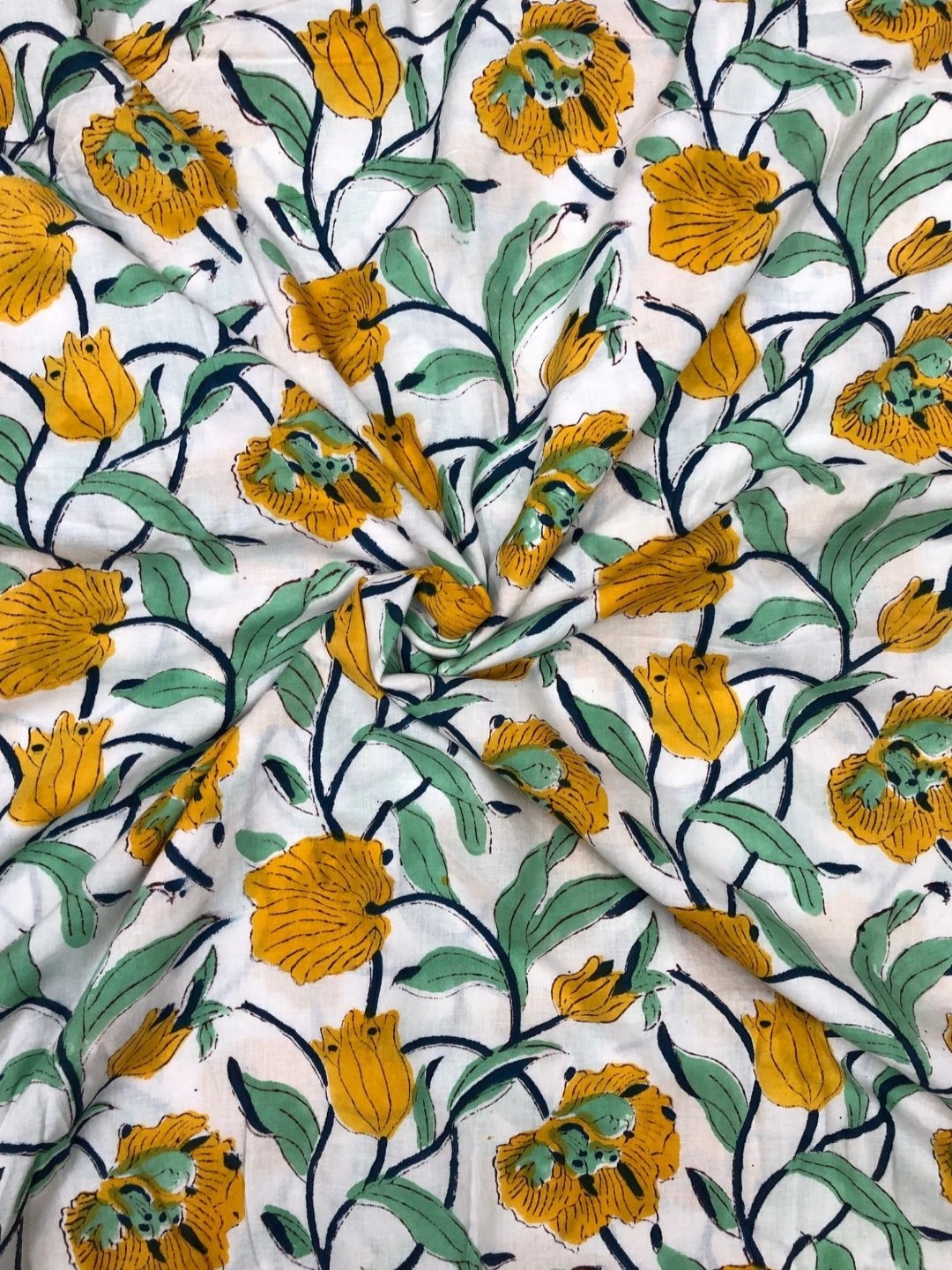 

PALASH Floral Printed Pure Cotton Unstitched Dress Material, White