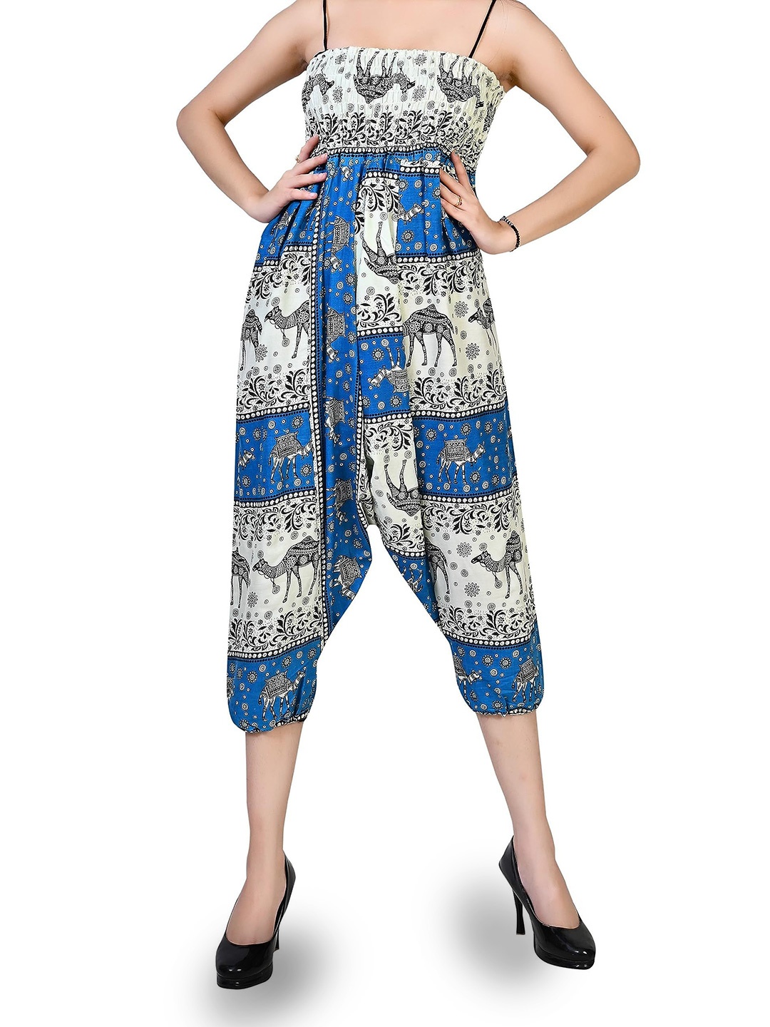 

NarNari Women Printed Harem Pants, Blue