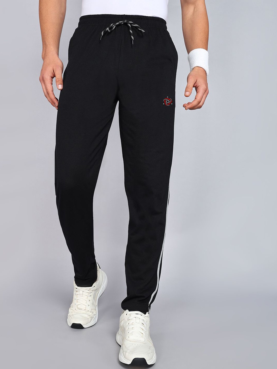 

Moda Rapido Men Cotton Mid Rise Track Pants, Black