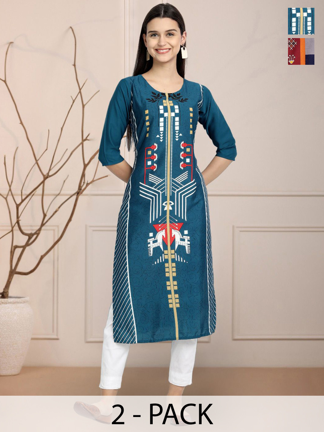 

Moda Rapido Women Ethnic Motifs Printed Floral Crepe Kurta, Multi