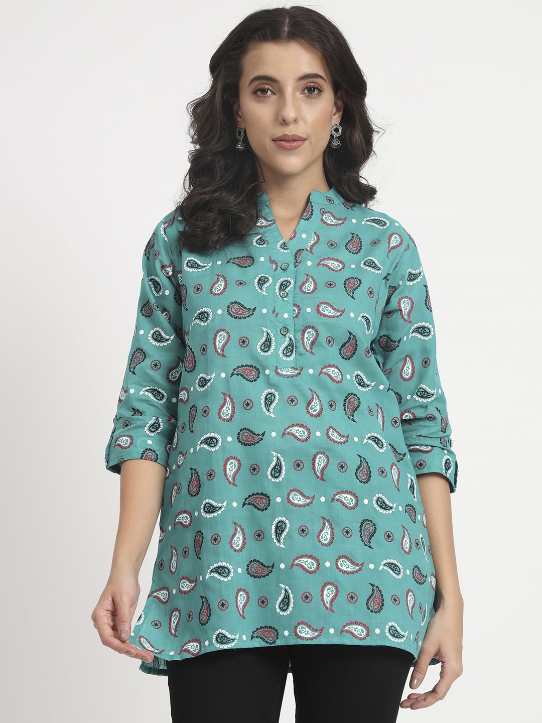 

ANGOORI FASHION Printed Cotton Straight Kurtis, Green