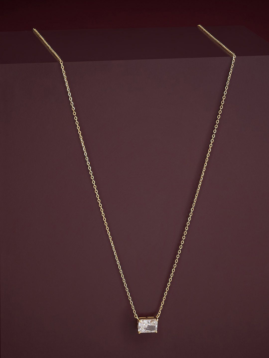 

Kushal's Fashion Jewellery 92.5 Silver Gold Plated Cubic Zircon Studded Pendant Chain