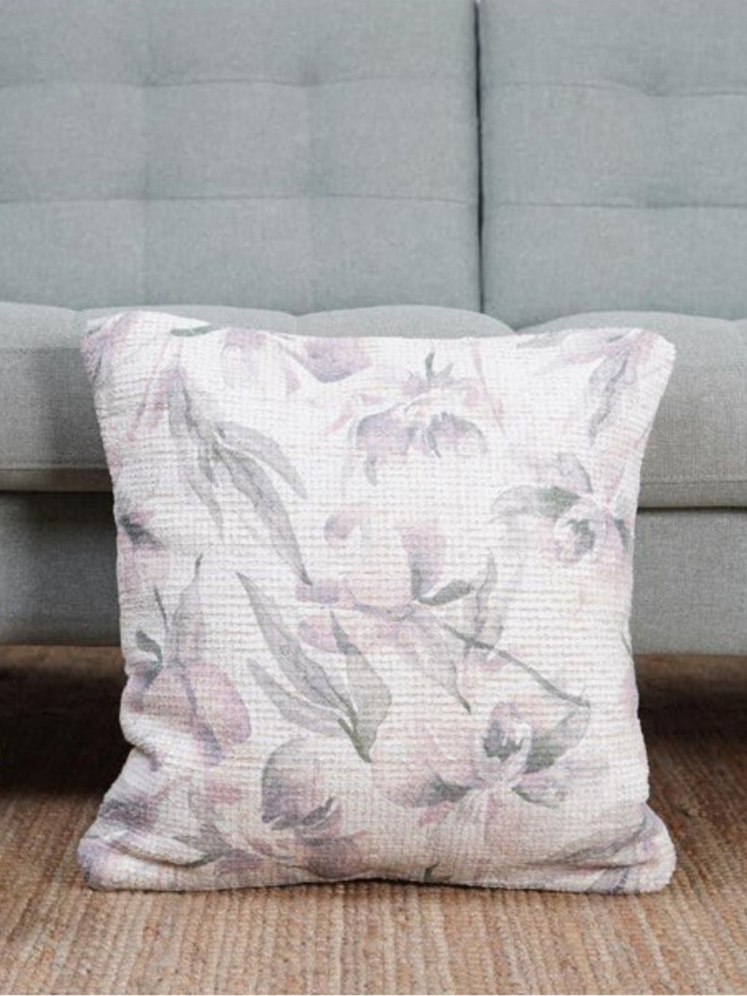 

Aura White & PInk 2 Pieces Floral Printed Square Cushion Covers