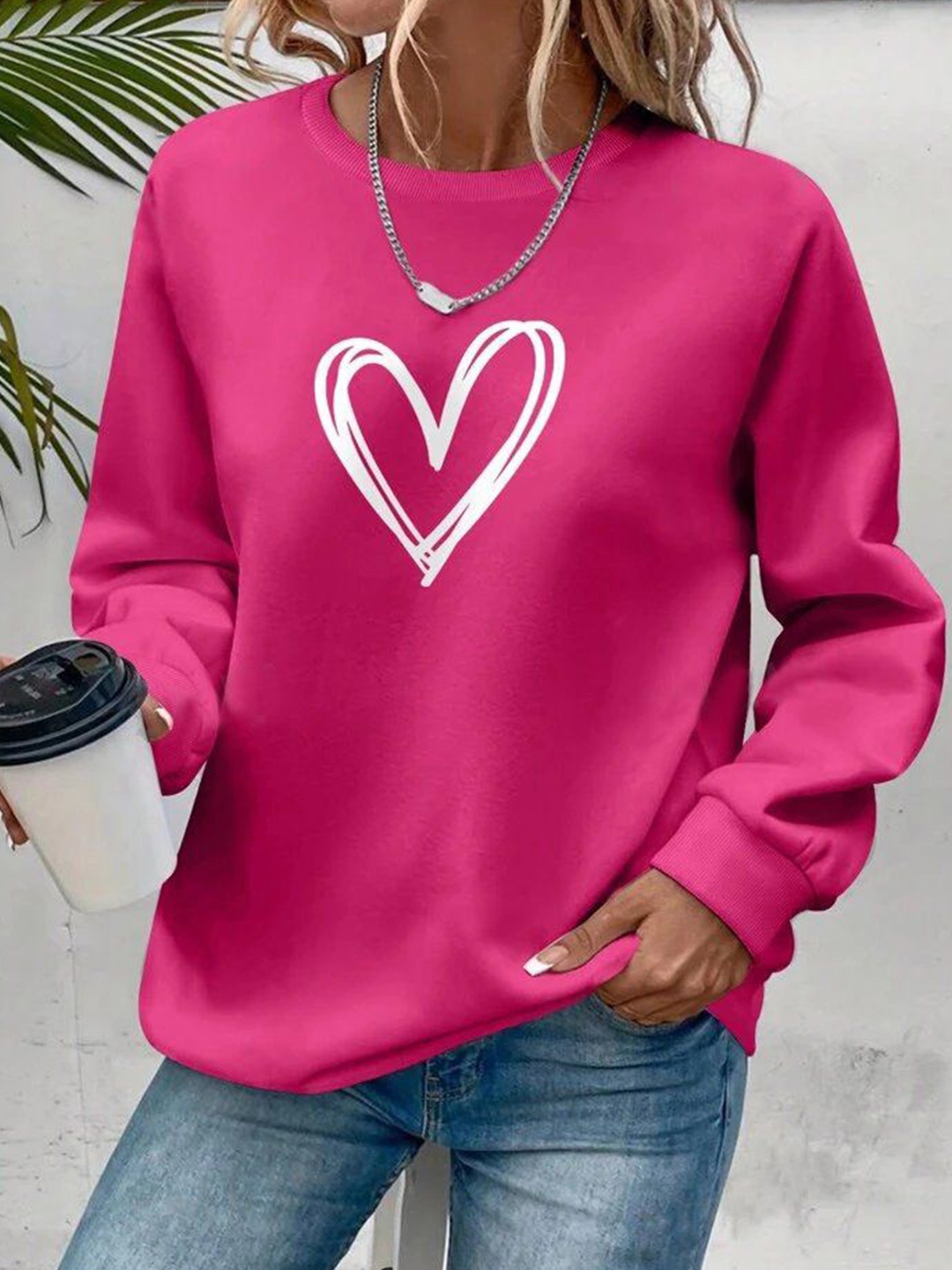 

KASHIAN Women Printed Hooded Sweatshirt, Pink