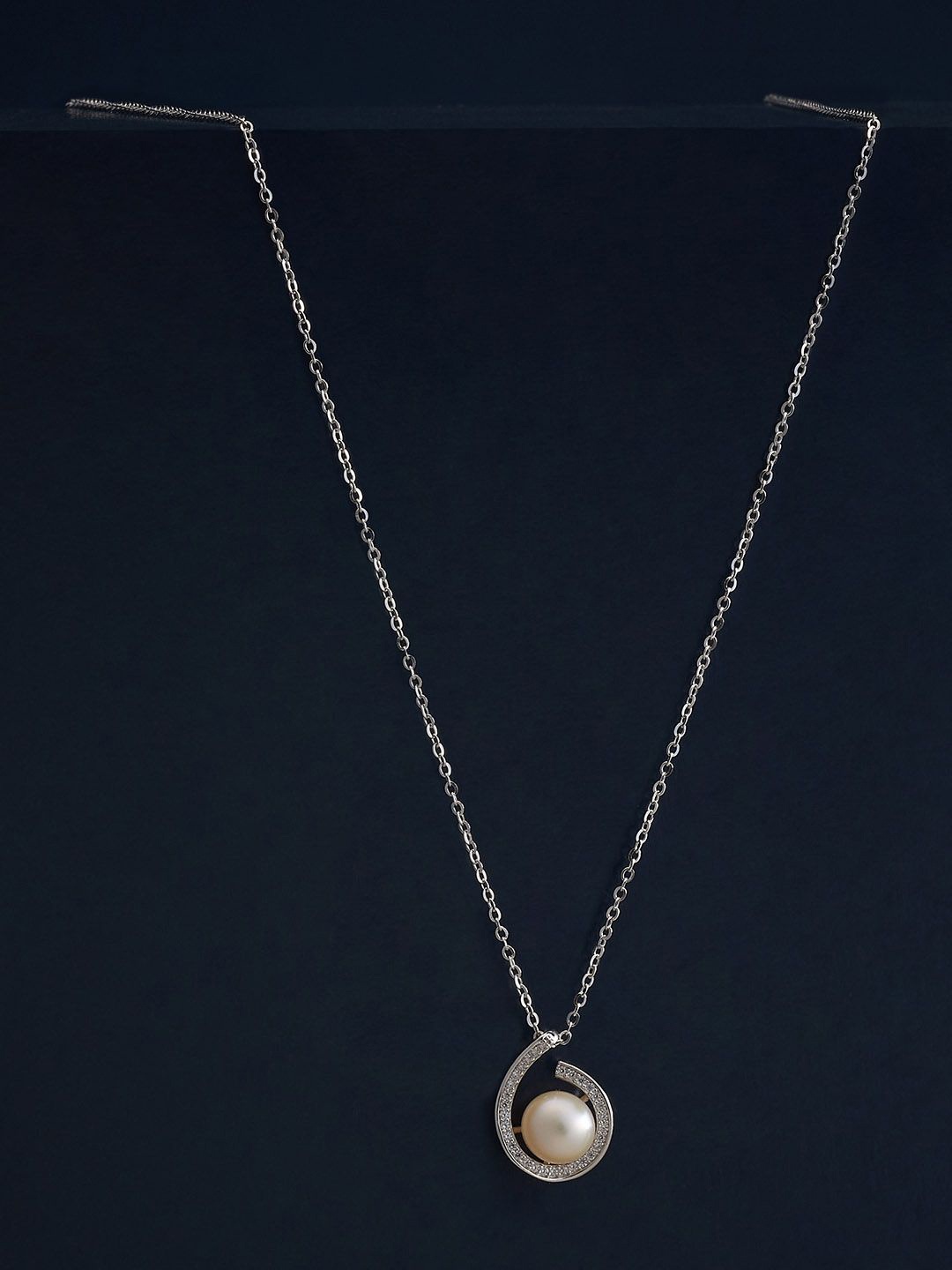 

Kushal's Fashion Jewellery 92.5 Silver Pearl Rhodium-Plated Pendant with Chain