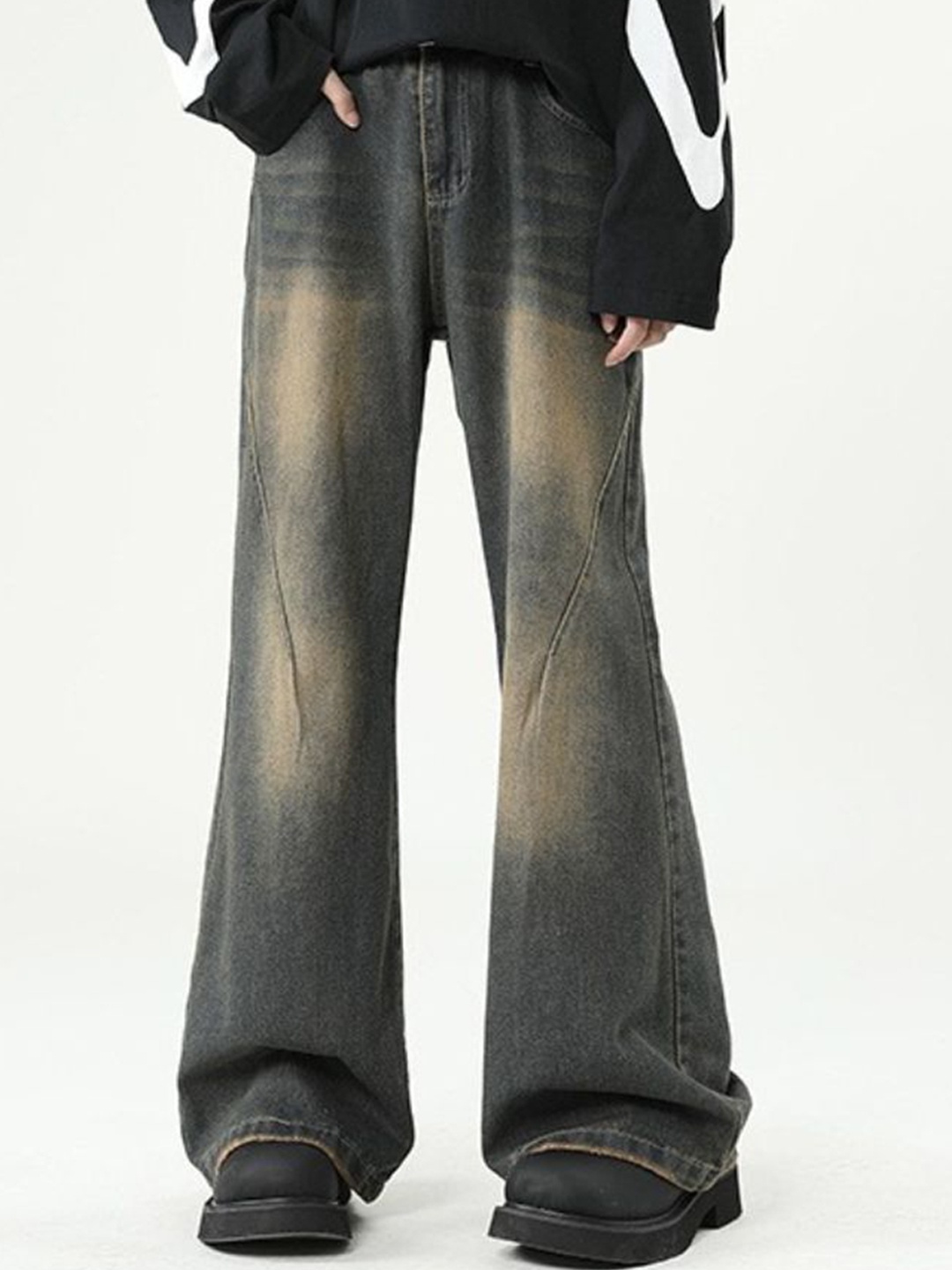 

HERE&NOW Men Bootcut Light Fade Jeans, Blue