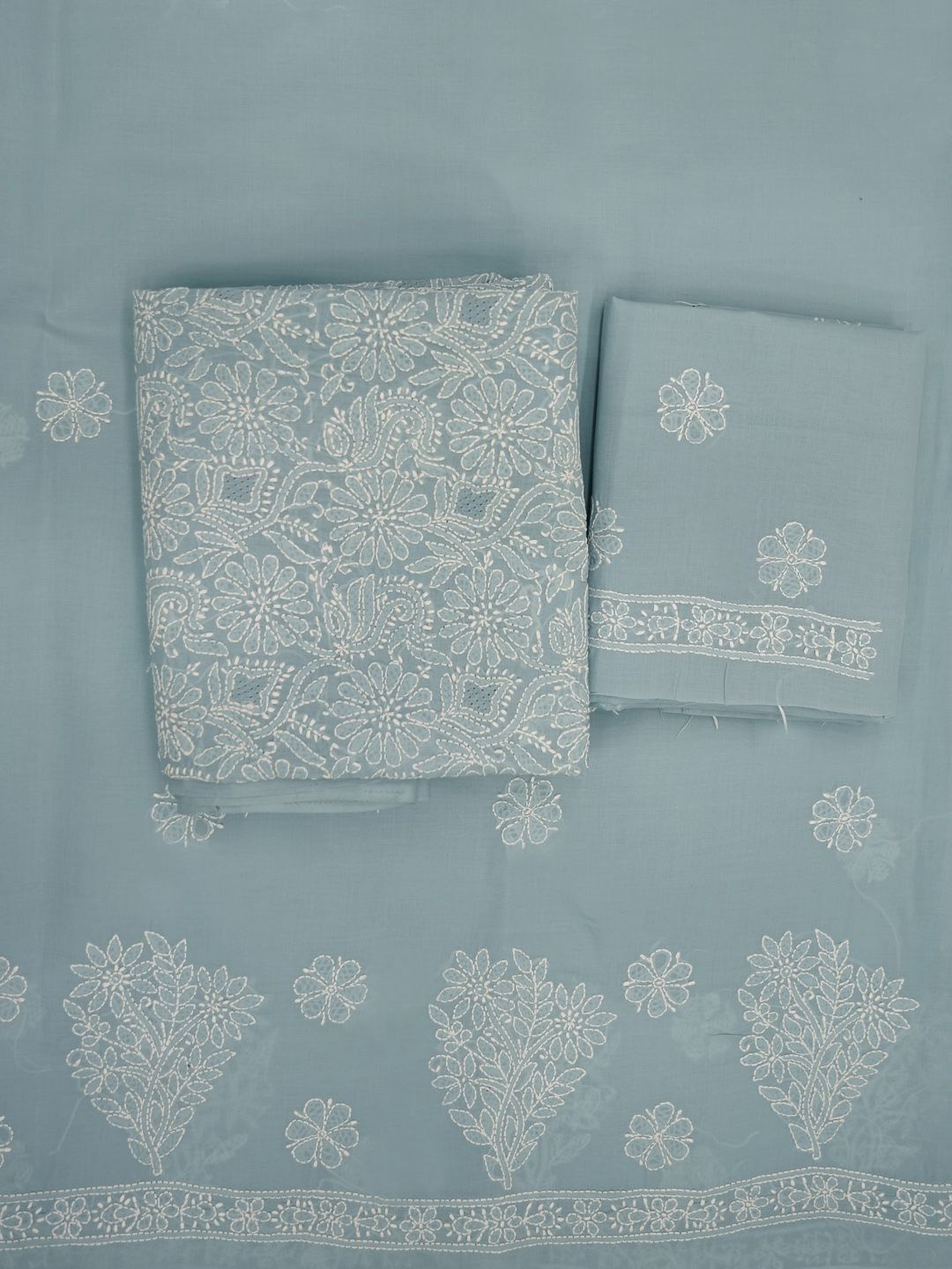 

PARAMOUNT CHIKAN Floral Embroidered Chikankari Unstitched Dress Material, Grey