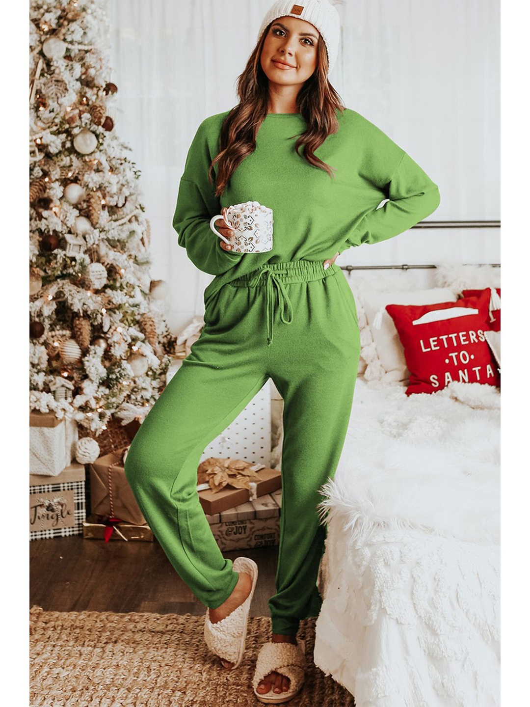 

Errabelly Round Neck T-Shirt With Pyjama, Green