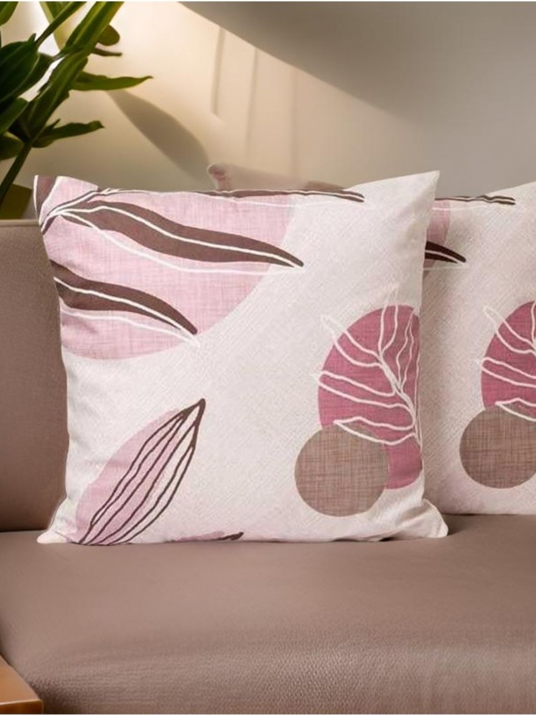 

Aura Pink & Brown 2 Pieces Floral Printed Square Cushion Covers
