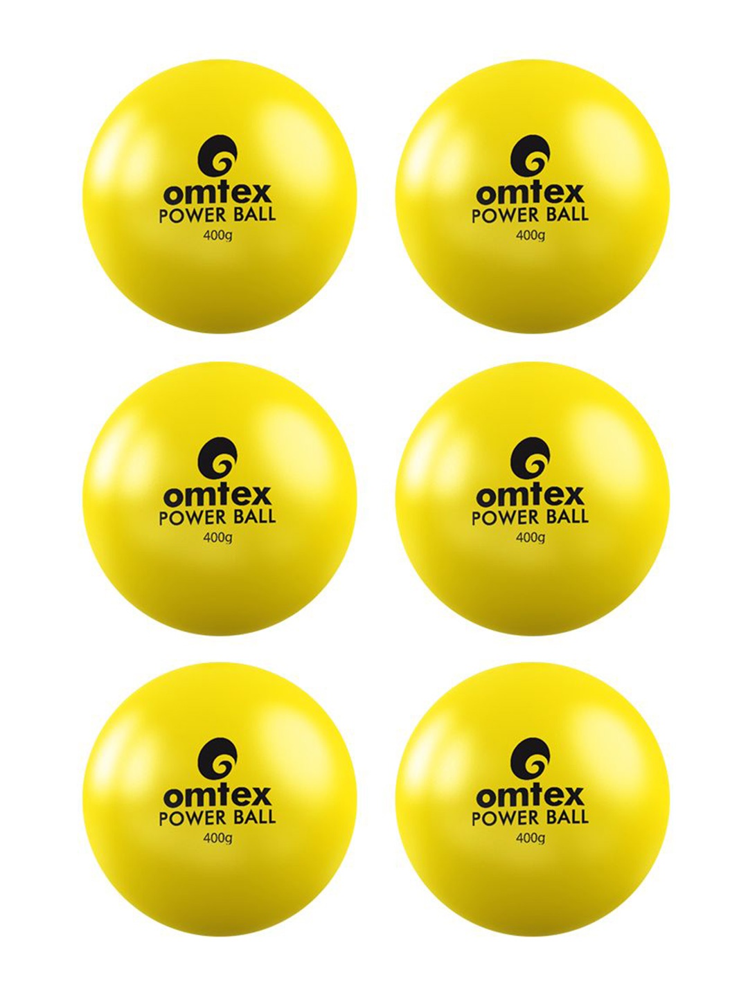 

Omtex Men Set of 6 Yellow Power Weighted Balls - 400g