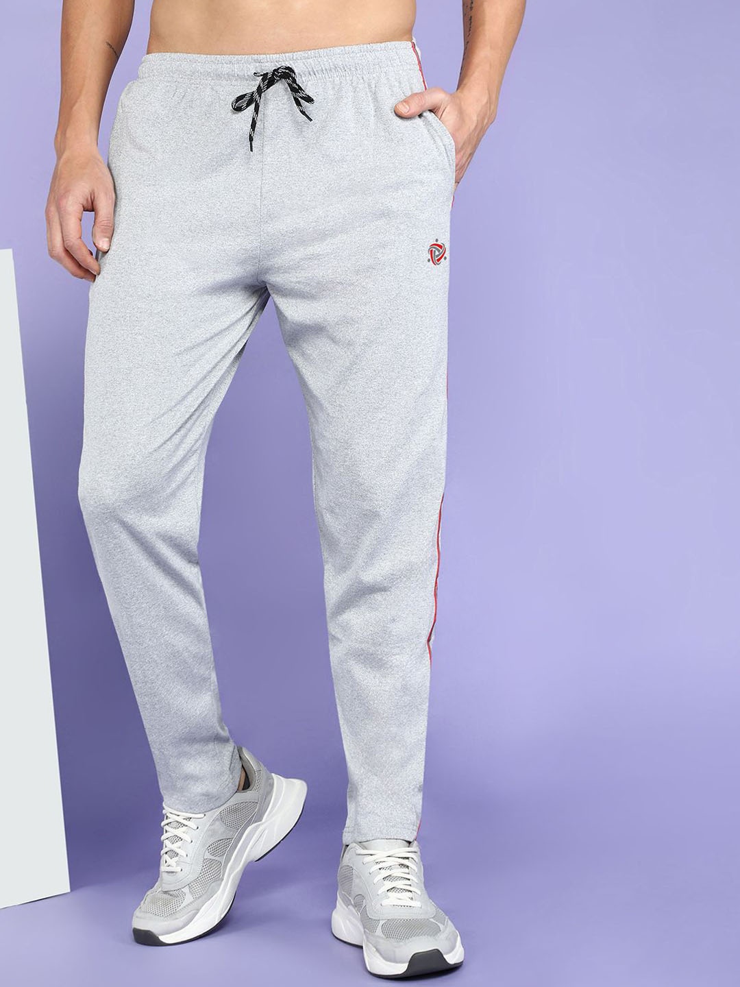 

Moda Rapido Men Cotton Mid Rise Track Pants, Grey melange