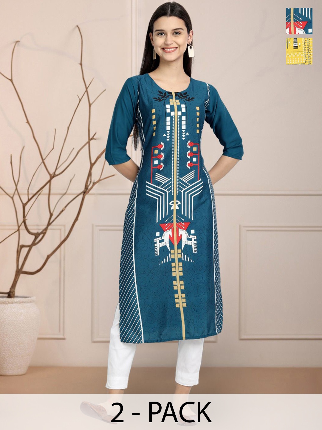 

Moda Rapido Women Ethnic Motifs Printed Floral Crepe Kurta, Multi