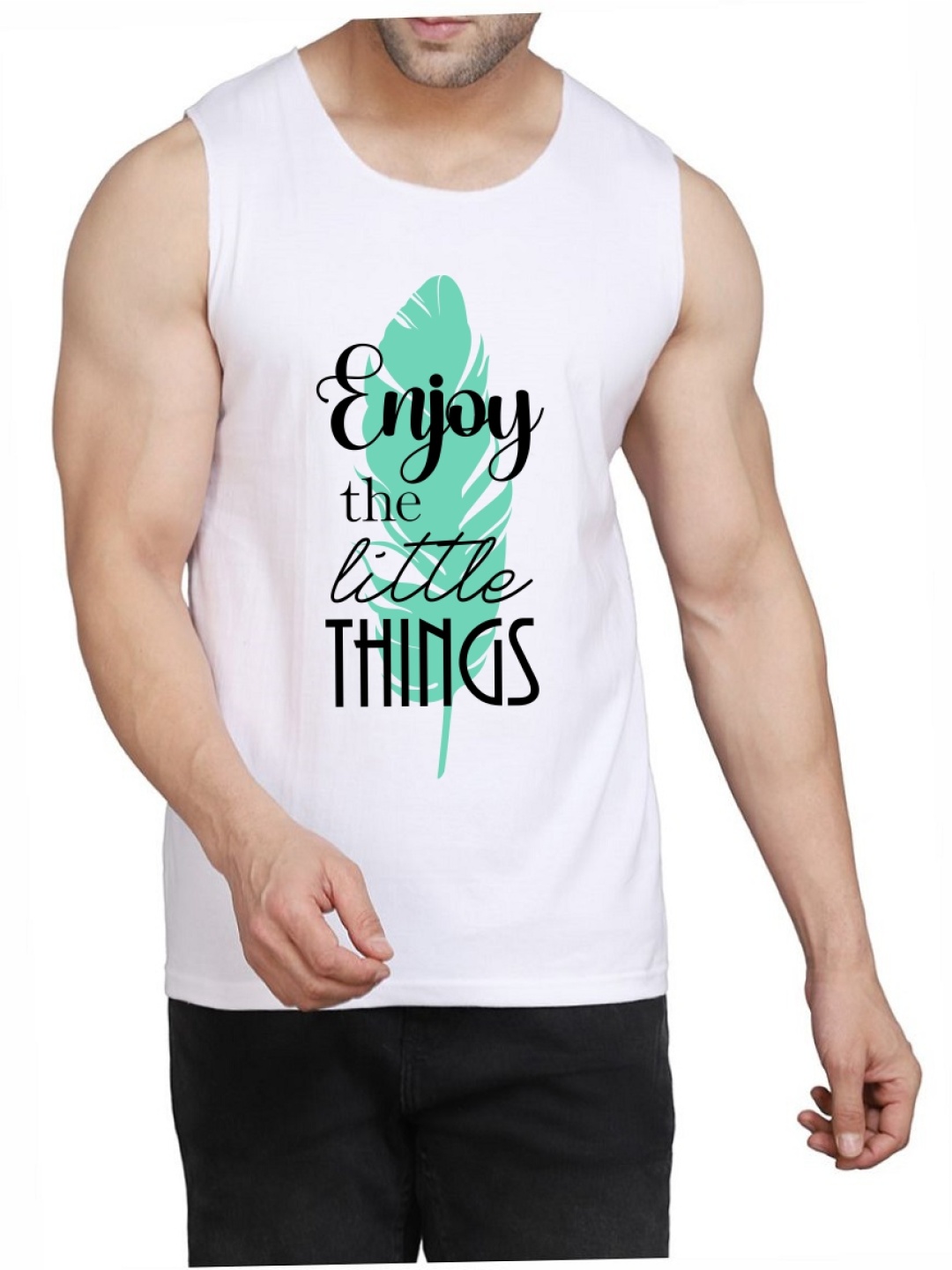 

WOOSTRO Pack Of 2 Printed Gym Vests RS26 (ENJOY WHITE)(MORE BLACK)