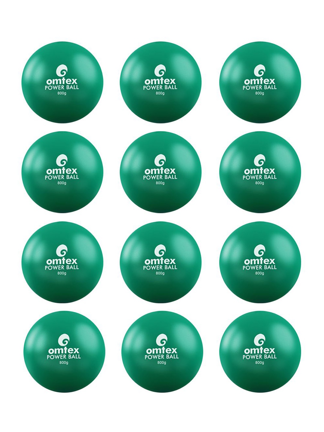 

Omtex Pack of 12 Power Weighted Ball 800 gm, Green