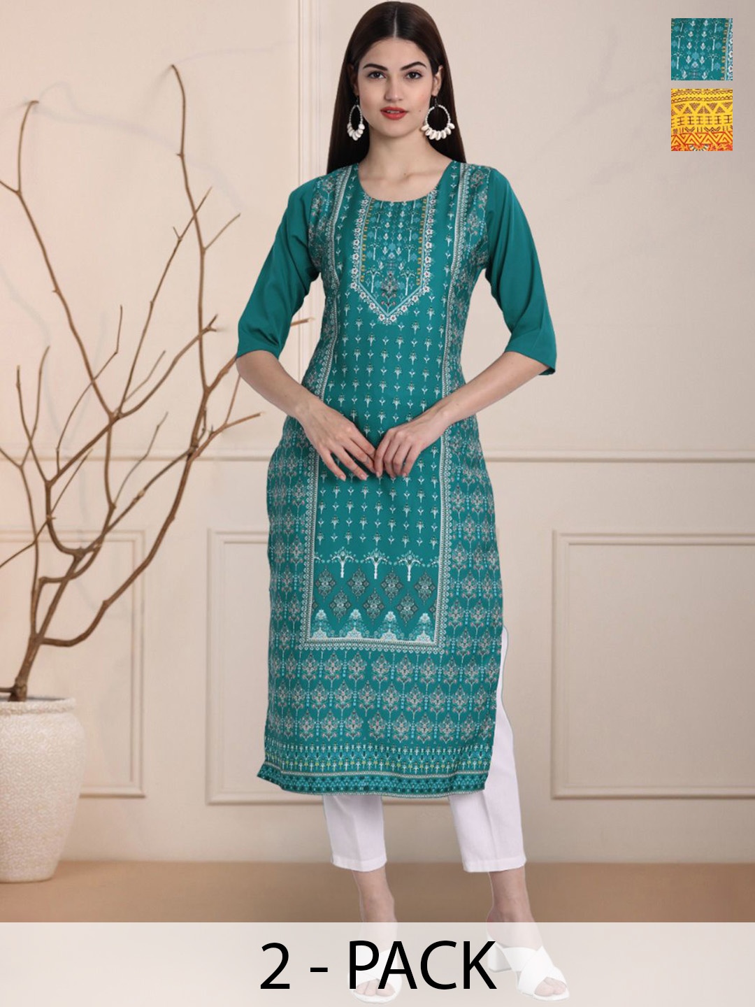 

Moda Rapido Women Ethnic Motifs Printed Floral Crepe Kurta, Multi