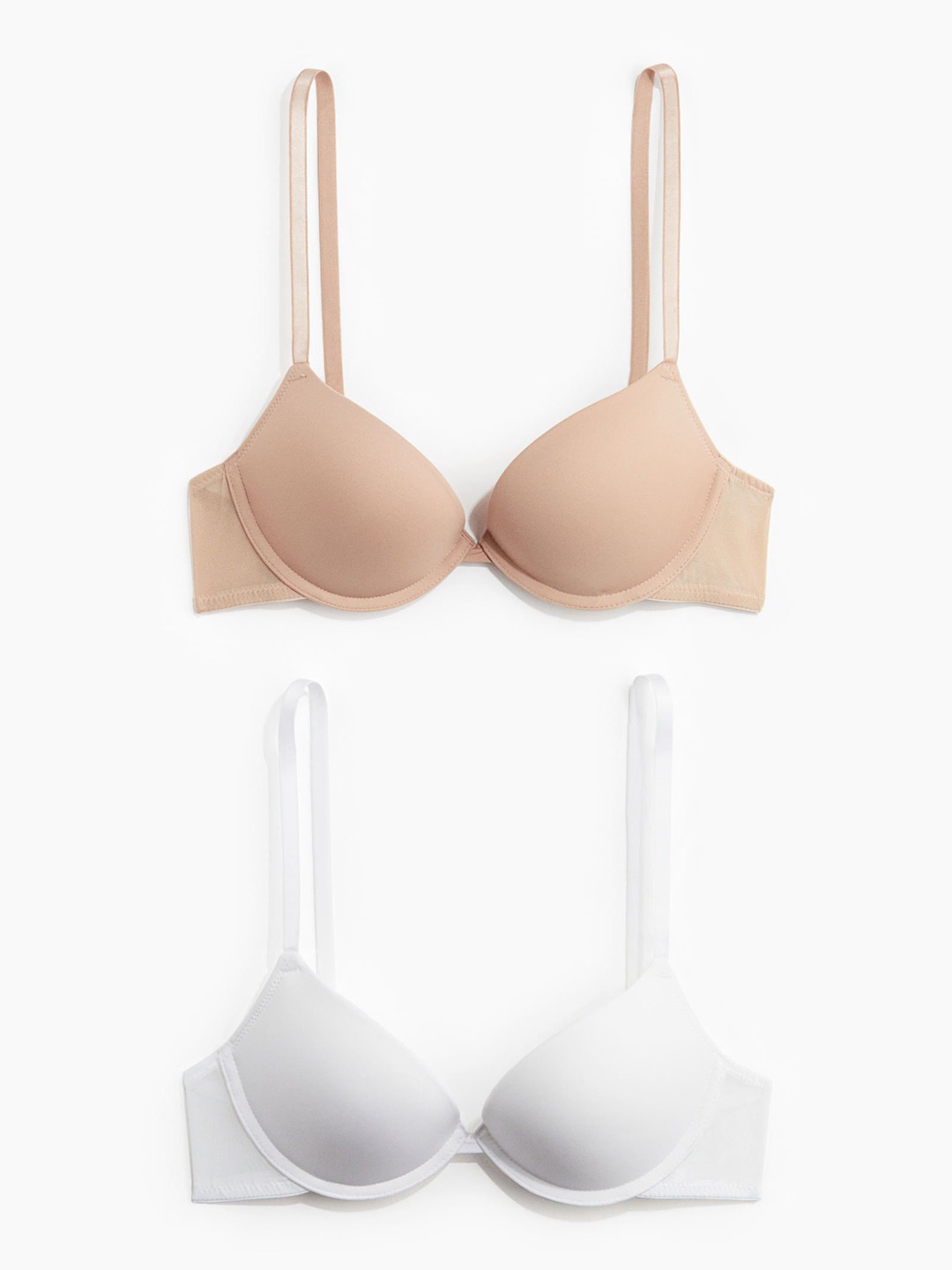 

H&M 2-Pack Microfiber Super Push-Up Bras, Beige