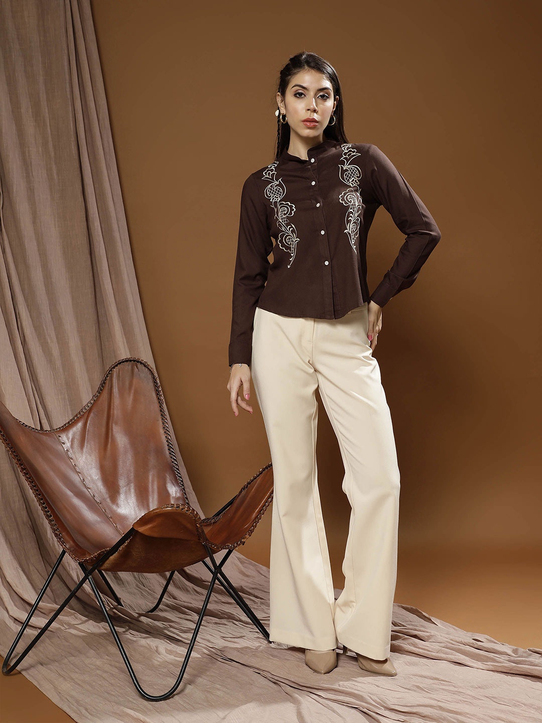 

Boho By Athena Women Relaxed Opaque Casual Shirt, Brown