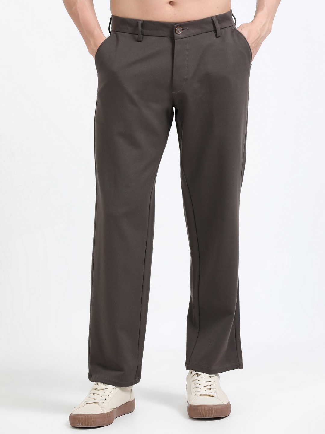 

NEVER NEUD Men Causal Relaxed Trousers, Brown