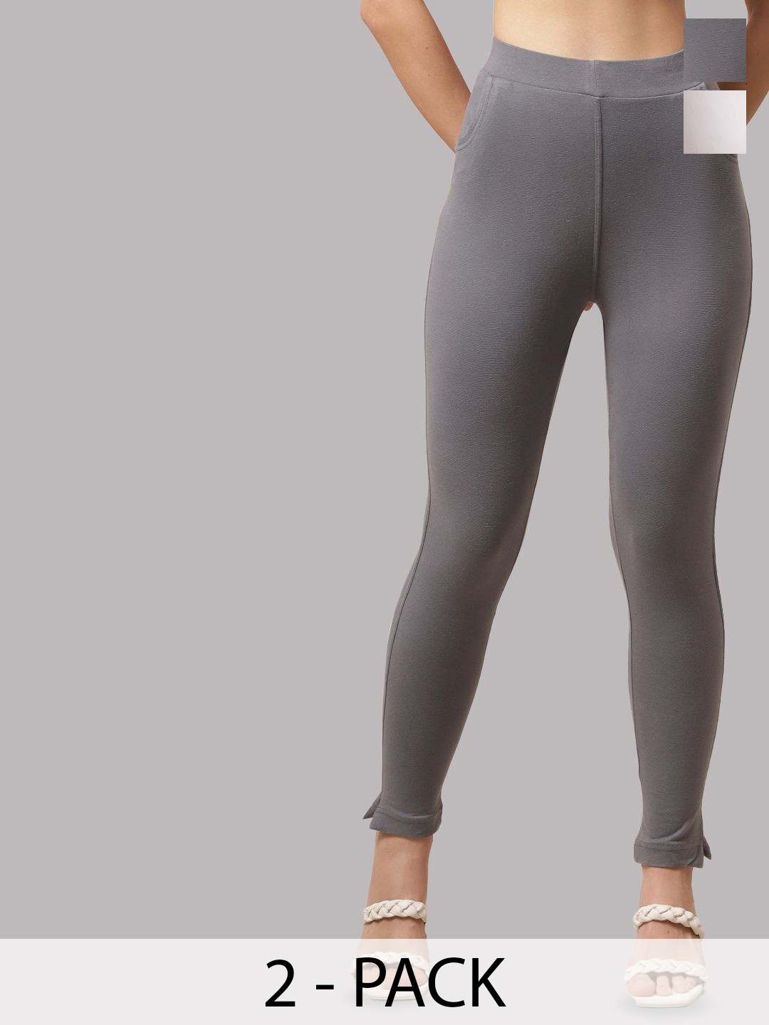 

Valles365 by S.C. Women Plus Size Pack Of 2 Ankle-Length Leggings, White