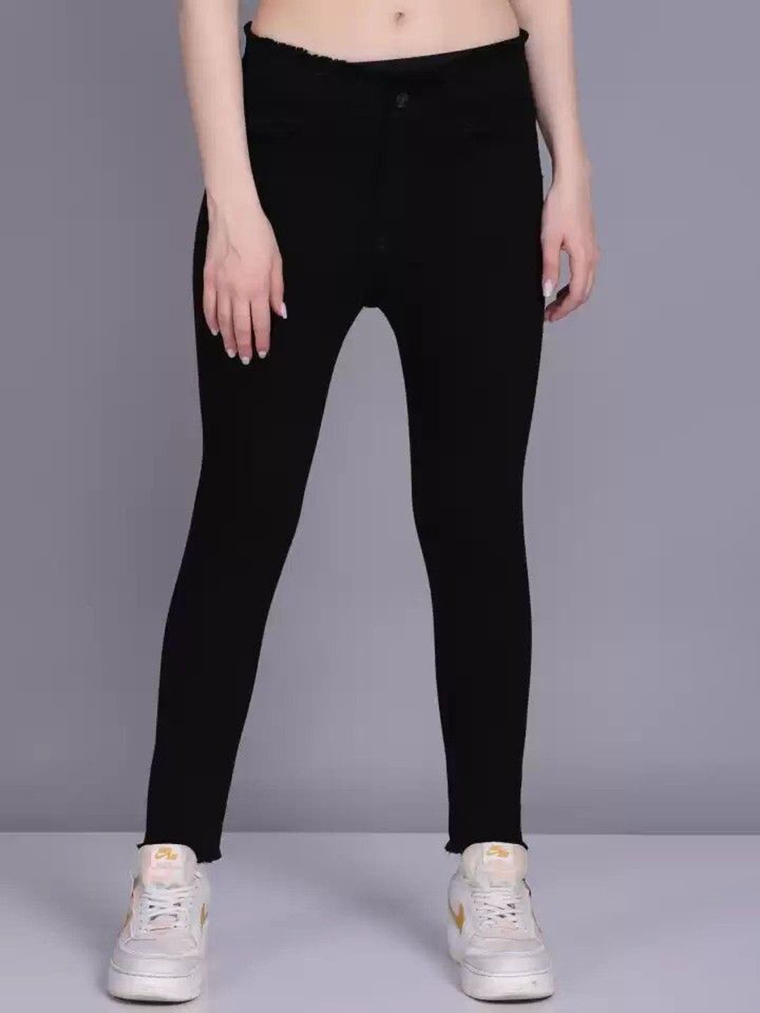 

KASHIAN Women Jean Boyfriend Fit High-Rise Stretchable Jeans, Black
