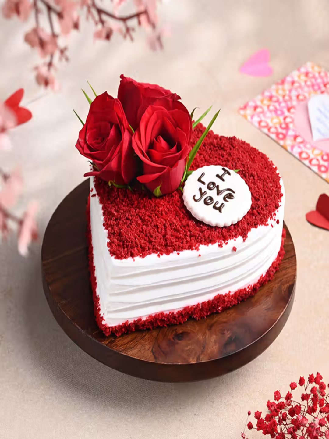 

Floweraura Red Velvet Eggless Heart Shape Cake - 500g