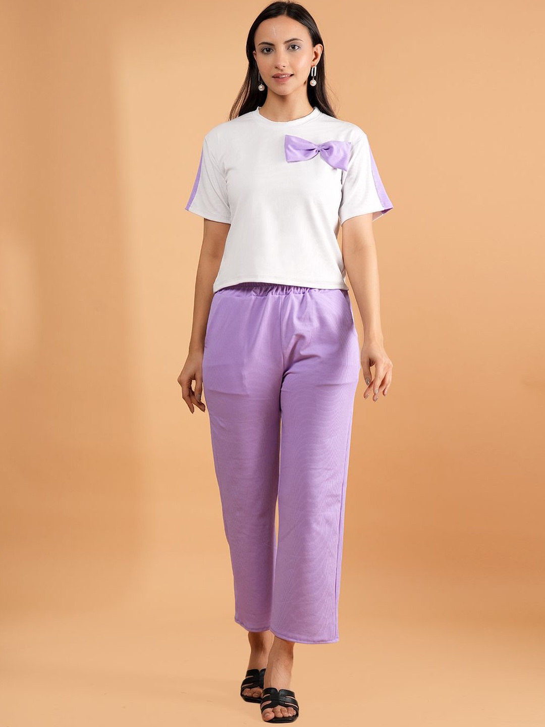 

BAESD Round Neck T-Shirt With Trousers, Purple