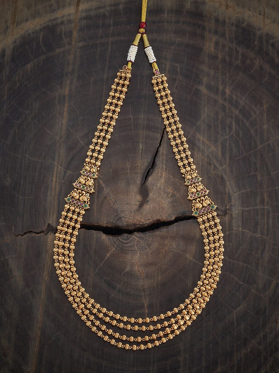 

Kushal's Fashion Jewellery Copper Ruby-Green Gold-Plated Antique Necklace