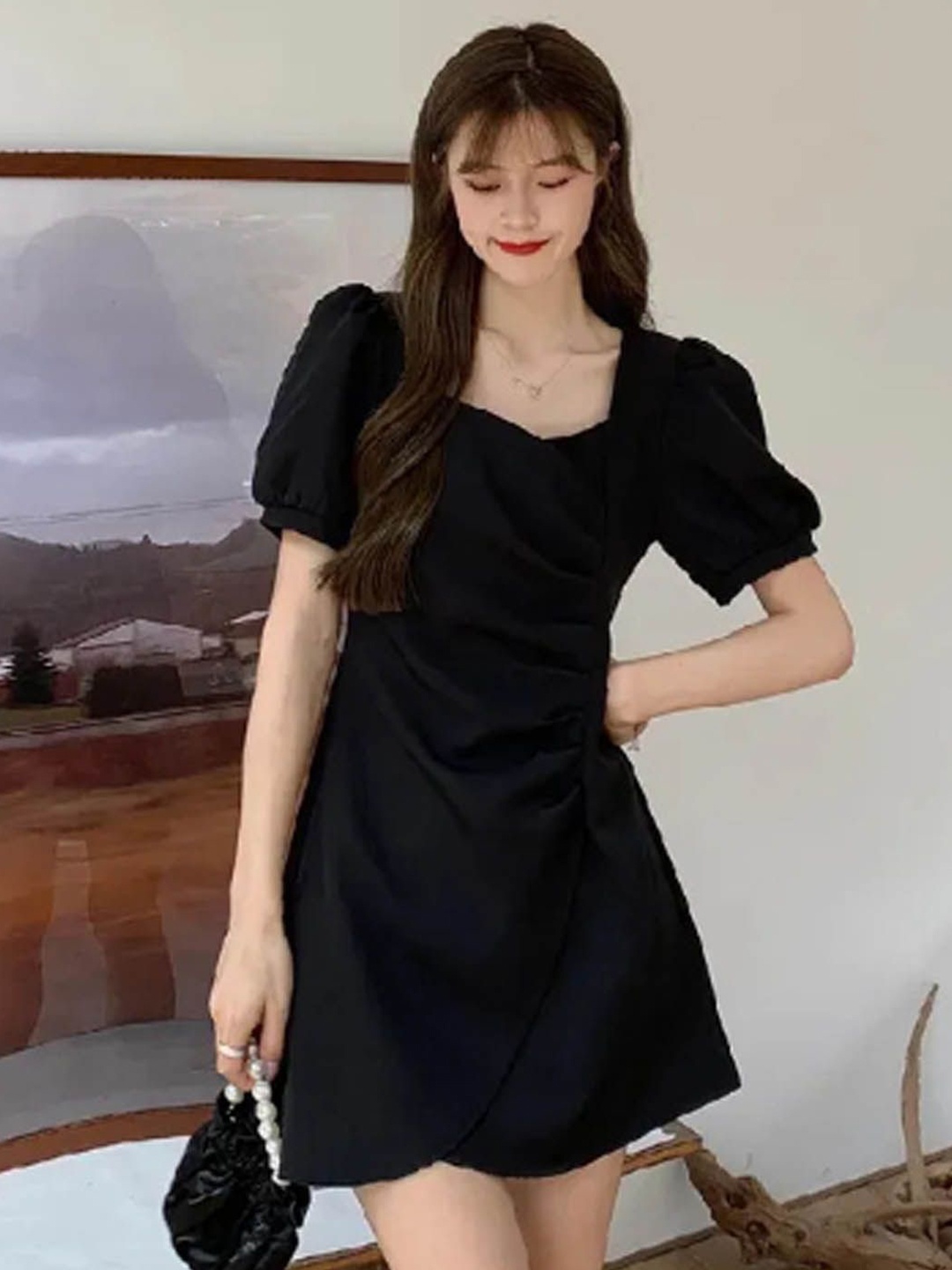 

StyleCast Women V-Neck Wrap Mini Dress, Black