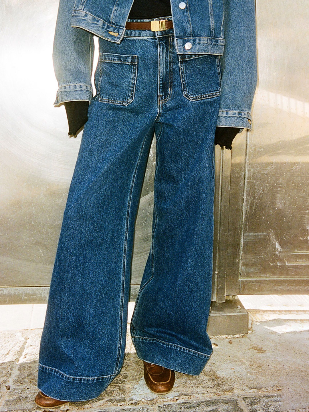 

H&M Wide High Jeans, Blue