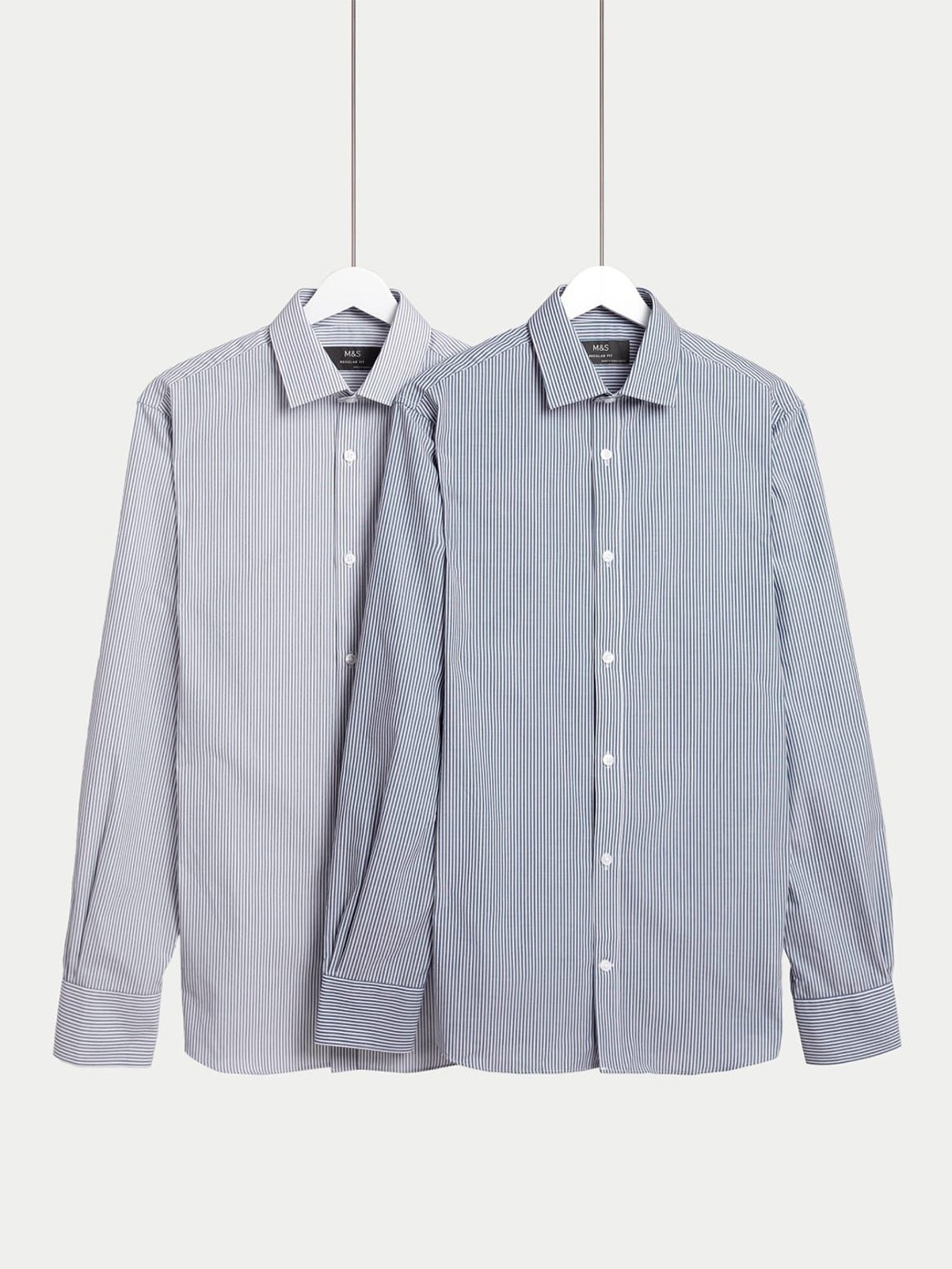 

Marks & Spencer Men Regular Fit Cutaway Collar Vertical Striped Casual Shirt, Grey