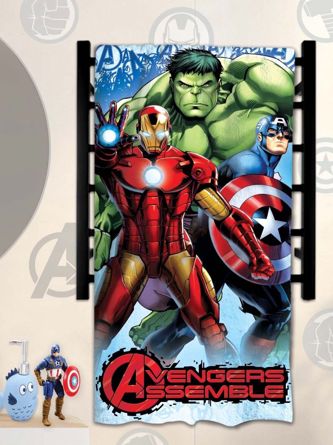 

Athom Living Red & Blue Hulk Printed Cotton 350 GSM Bath Towel