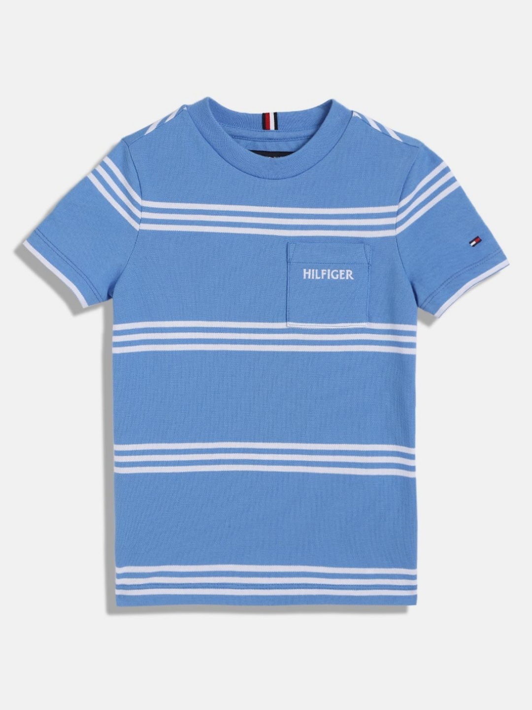 

Tommy Hilfiger Boys Striped Round Neck Cotton T-shirt, Blue