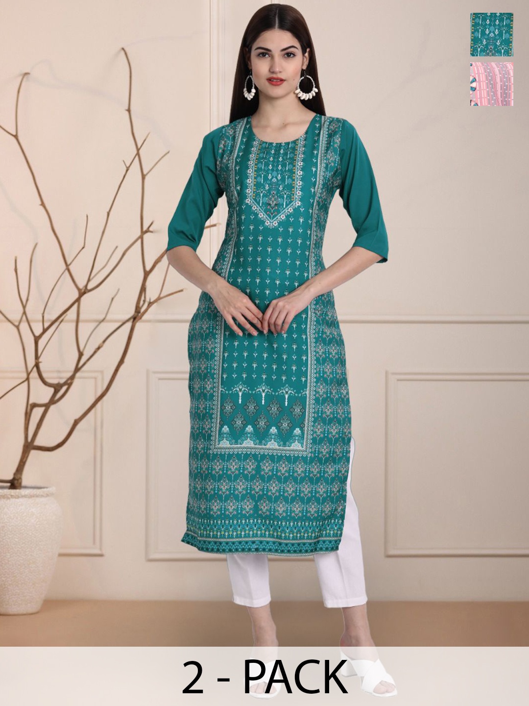 

Moda Rapido Women Ethnic Motifs Printed Floral Crepe Kurta, Multi