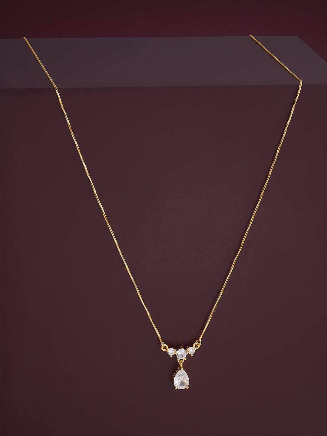 

Kushal's Fashion Jewellery 92.5 Silver Gold Plated Cubic Zircon Studded Pendant Chain