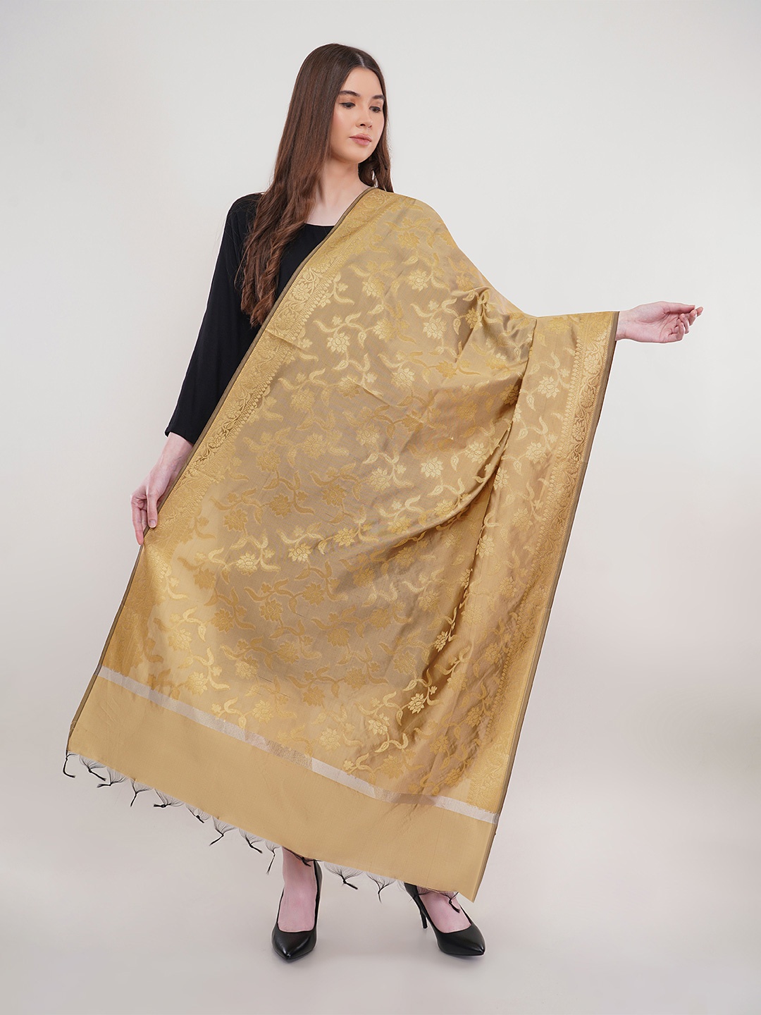 

Lavantika Ethnic Motifs Woven Design Dupatta, Beige