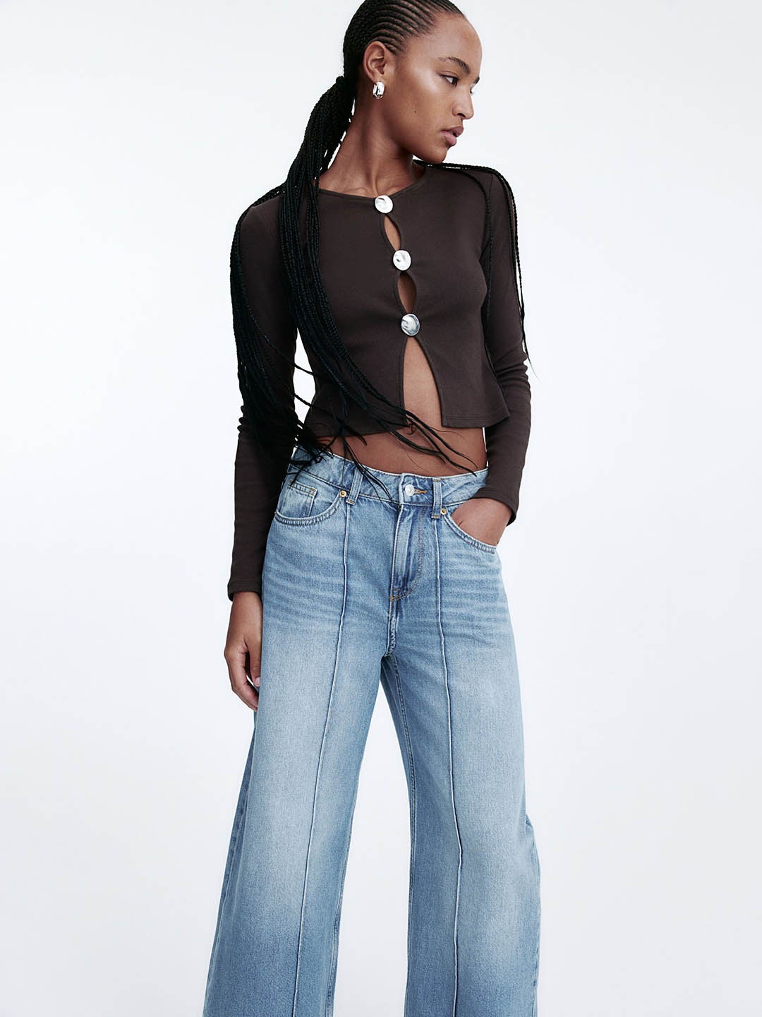 

H&M Baggy Wide Low Jeans, Blue