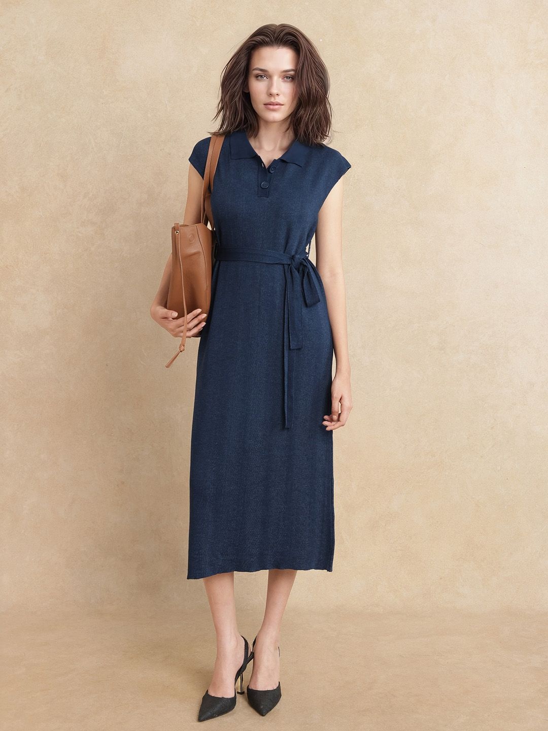 

RAREISM Formal A-Line Midi Dress, Navy blue